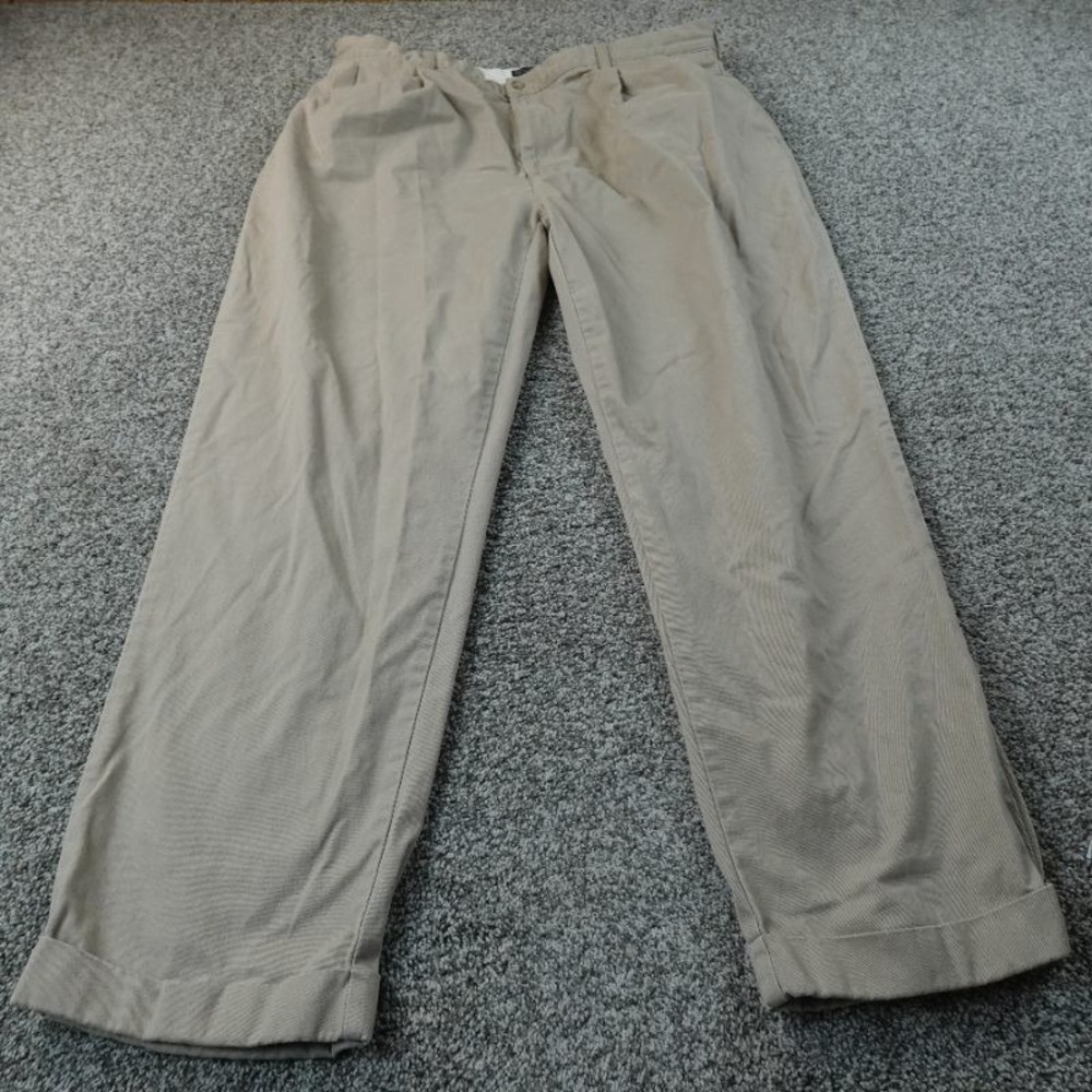 VTG Polo‎ Ralph Lauren Pants Mens 42X32 Beige Chino Trouser Hammond Pleated Cuff
